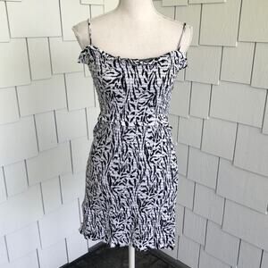 AFRM Women's Black/White Zebra Print Sleeveless Isla Smocked Mini Dress sz M